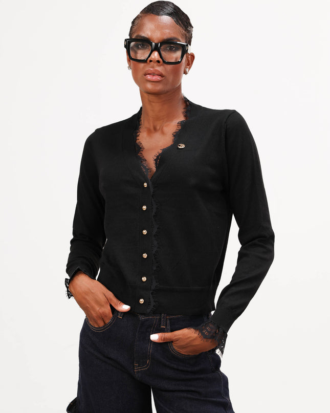 MAG8120 CARDIGAN CON PIZZO NERO