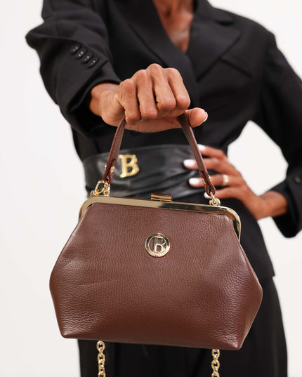 BO01880 BORSA PICCOLA IN ECOPELLE MORO