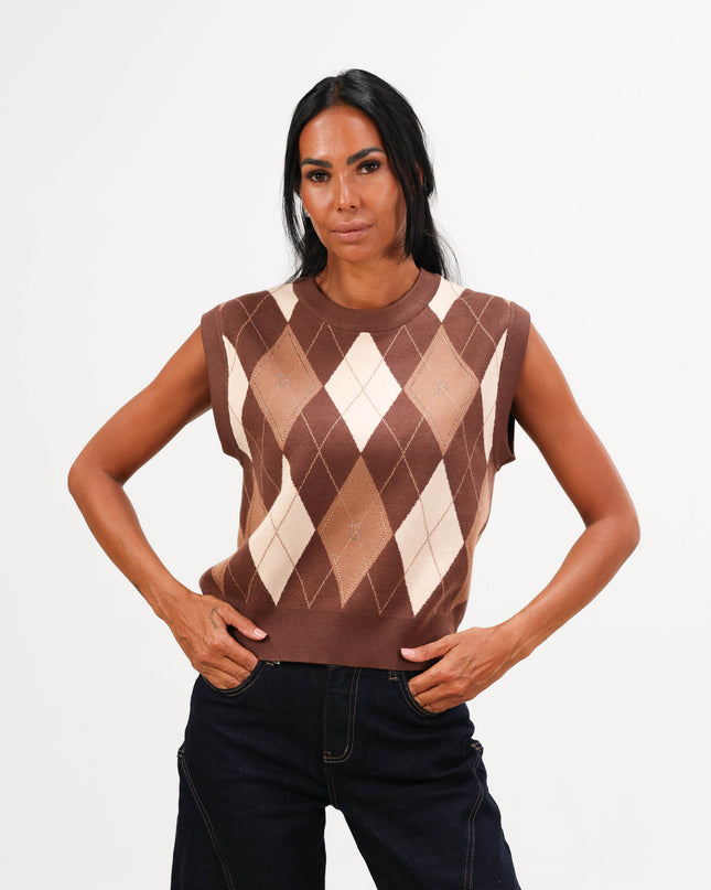 MAG8109 GILET CON ROMBI B CAMEL