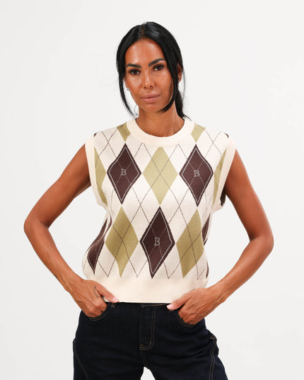 MAG8109 GILET CON ROMBI B PANNA