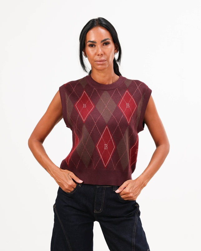 MAG8109 GILET CON ROMBI B BORDEAUX