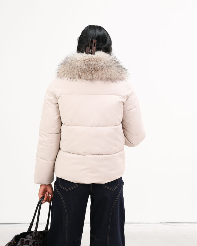 GIU1806 PIMINO CON COLLO IN ECOPELLICCIA BEIGE