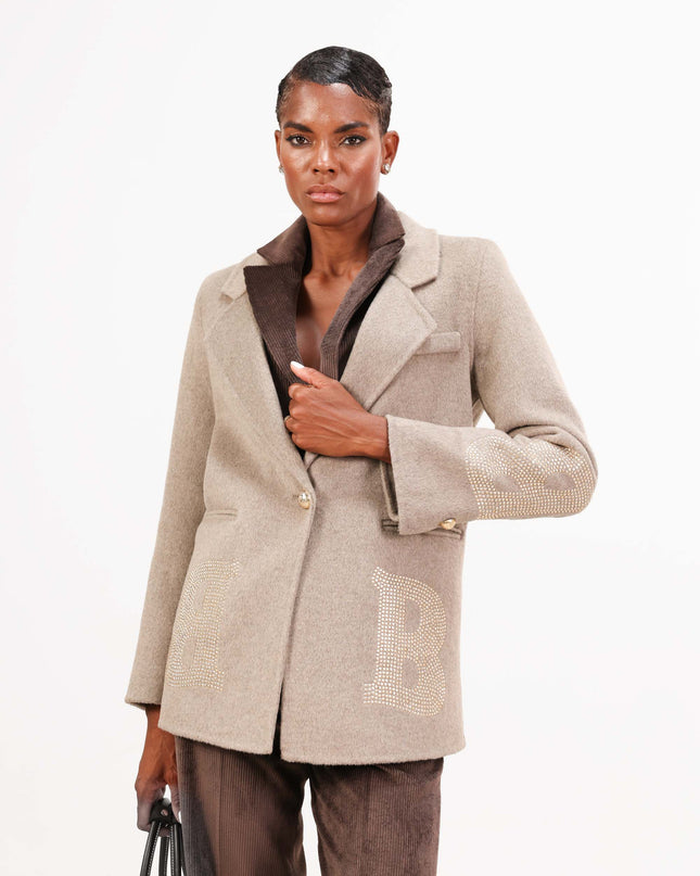 GIA1175 GIACCA IN LANA TAUPE