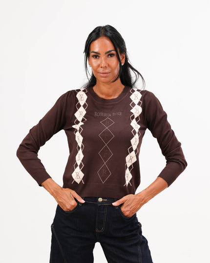 MAG8140 MAGLIA MANICA LUNGA CON ROMBI MORO