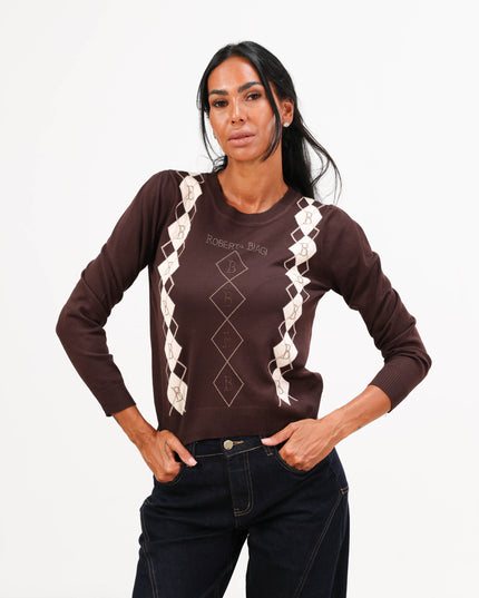 MAG8140 MAGLIA MANICA LUNGA CON ROMBI MORO