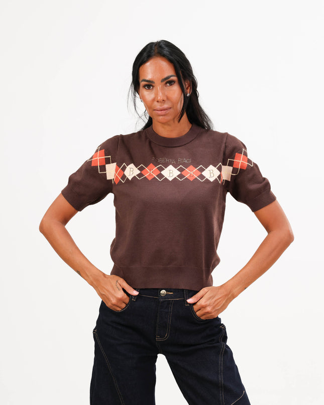 MAG8138 MAGLIA GIROCOLLO CON ROMBI MORO
