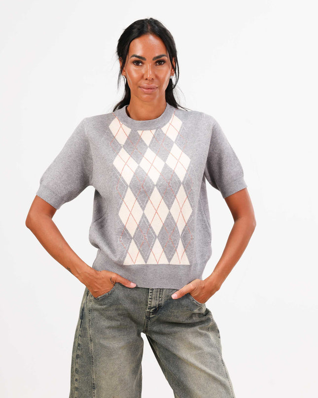 MAG8112 MAGLIA GIROCOLLO CON ROMBI B GRIGIO