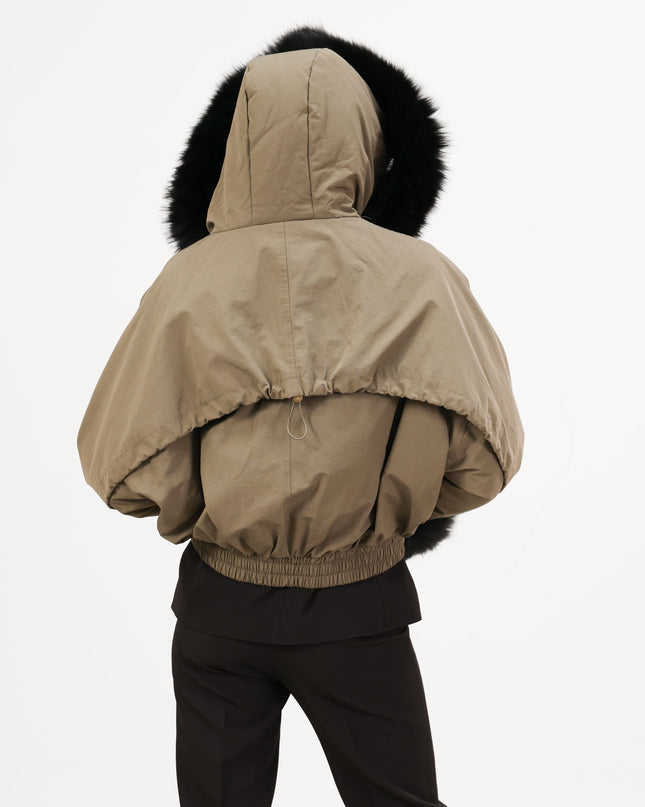 GIU1815 BOMBER CON CAPPUCCIO VERA PELLICCIA