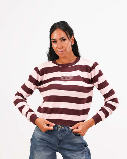 MAG8126 MAGLIA A RIGHE ROSA
