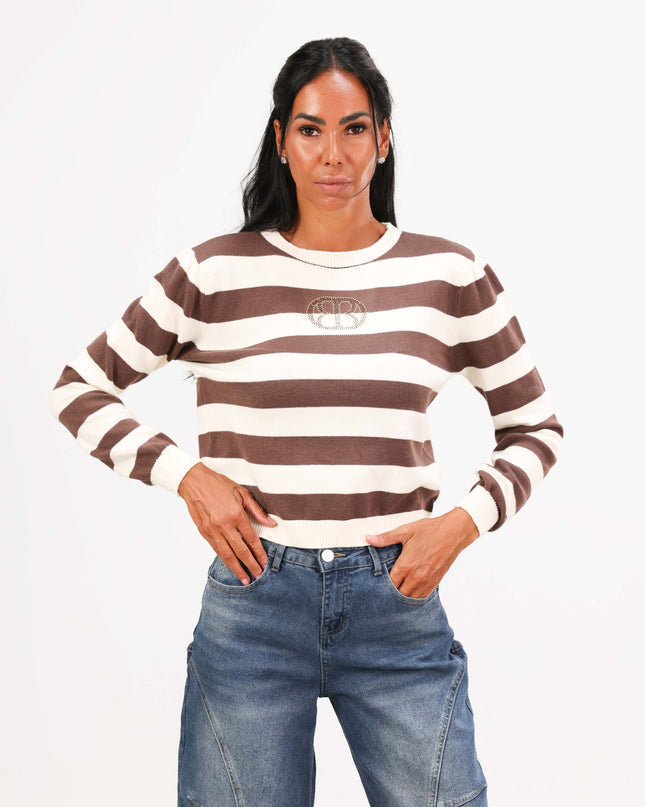 MAG8126 MAGLIA A RIGHE PANNA