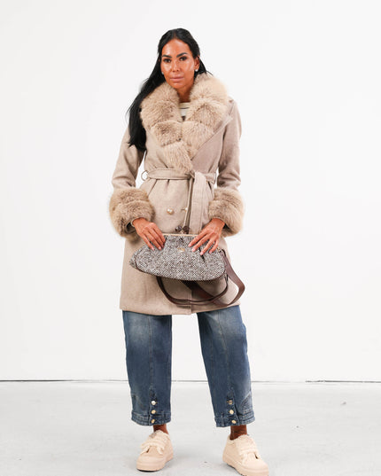 CAP0765 CAPPOTTO IN LANA TAUPE