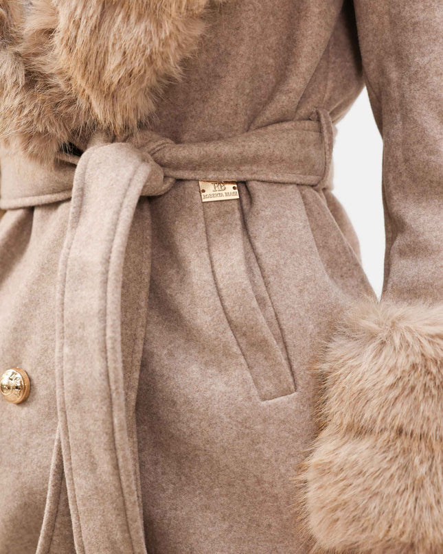 CAP0765 CAPPOTTO IN LANA TAUPE