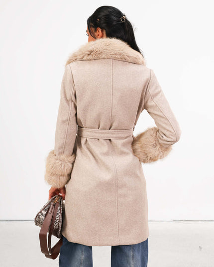 CAP0765 CAPPOTTO IN LANA TAUPE