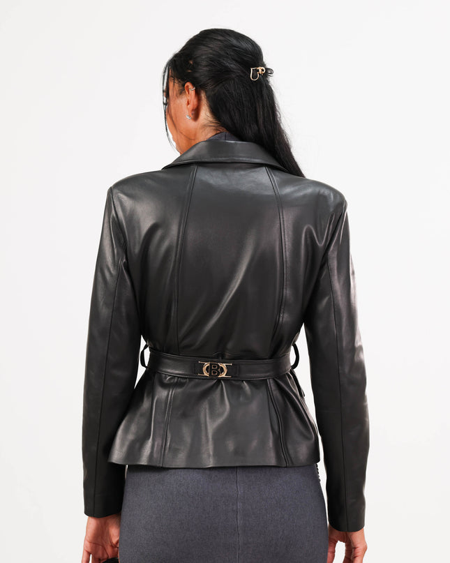GIA1159 GIACCA VERA PELLE NERO