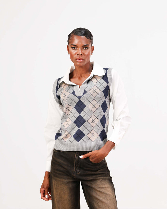 MAG8110 CAMICIA CON GILET GRIGIO