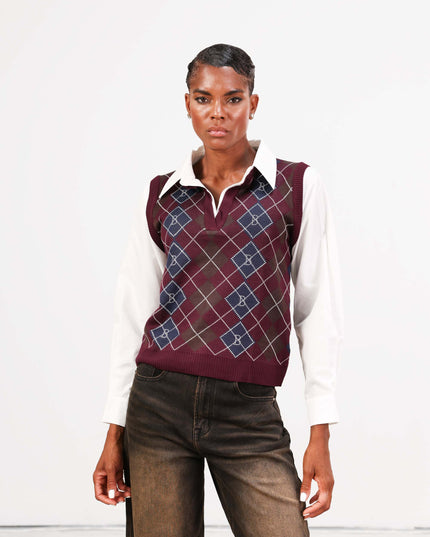MAG8110 CAMICIA CON GILET BORDEAUX