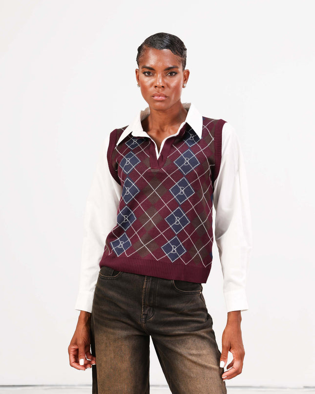 MAG8110 CAMICIA CON GILET BORDEAUX