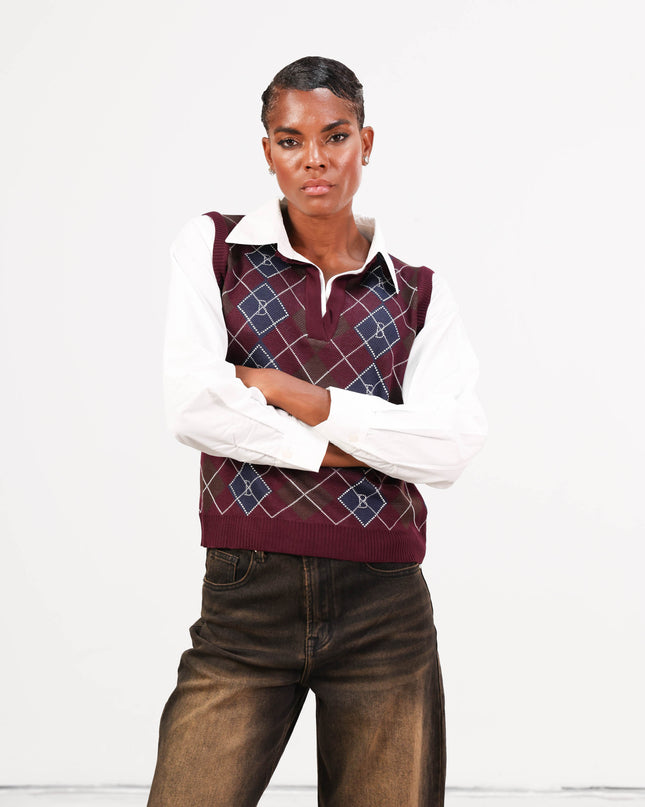 MAG8110 CAMICIA CON GILET BORDEAUX
