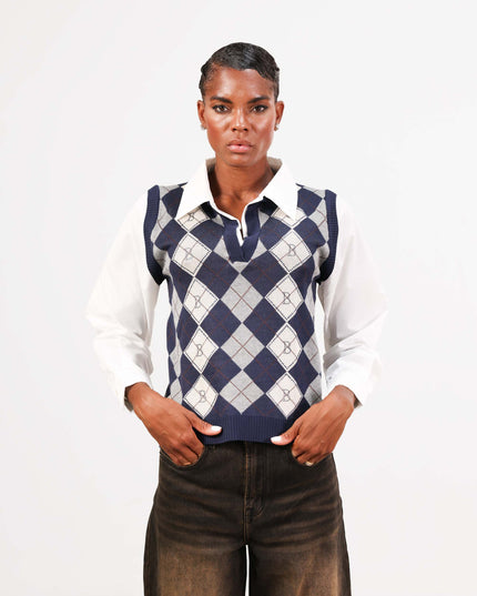 MAG8110 CAMICIA CON GILET BLU