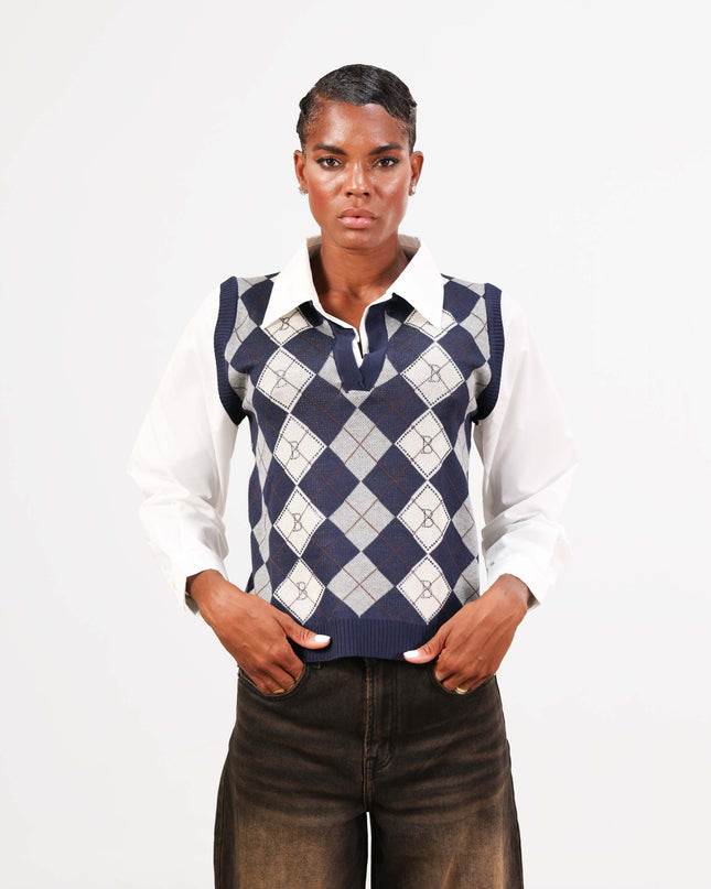 MAG8110 CAMICIA CON GILET BLU