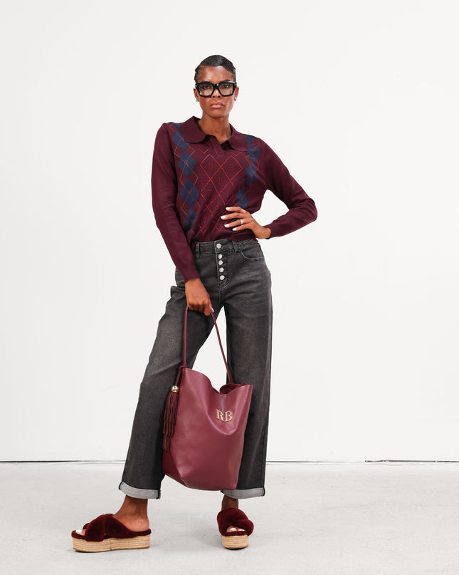 MAG8111 POLO CON ROMBI B BORDEAUX