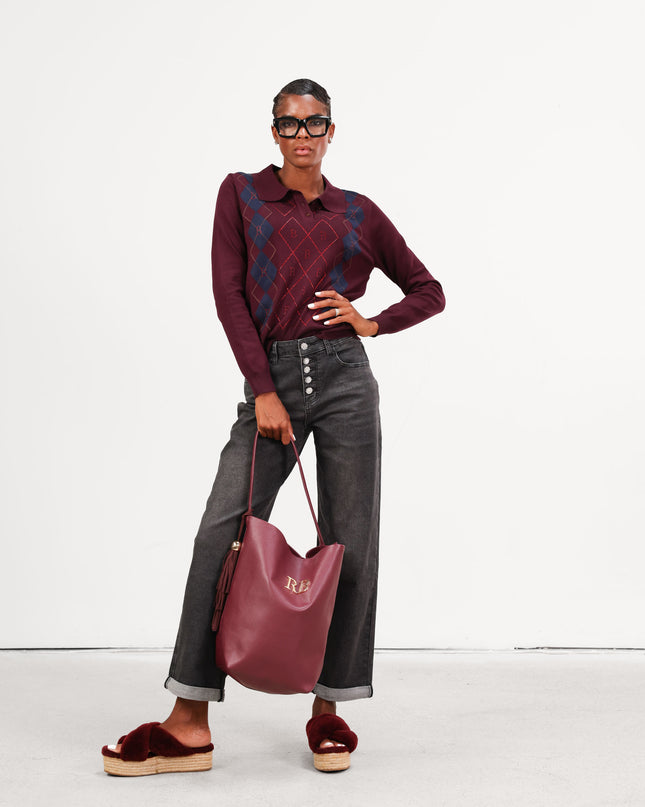 MAG8111 POLO CON ROMBI B BORDEAUX