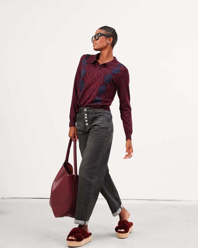 MAG8111 POLO CON ROMBI B BORDEAUX