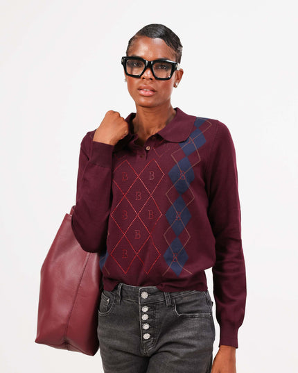 MAG8111 POLO CON ROMBI B BORDEAUX
