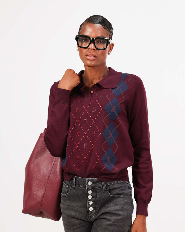 MAG8111 POLO CON ROMBI B BORDEAUX