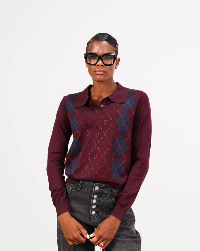 MAG8111 POLO CON ROMBI B BORDEAUX