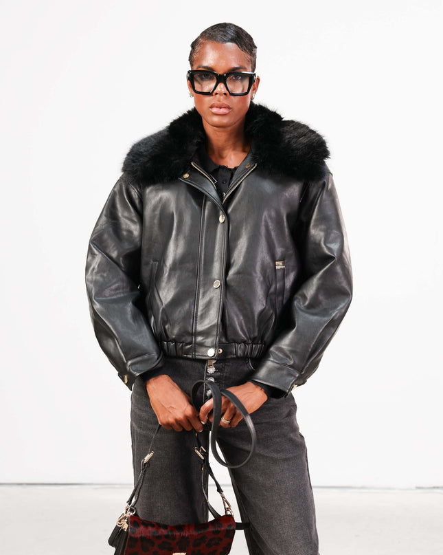 GIU1793 BOMBER ECOPELLE NERO