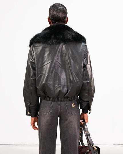 GIU1793 BOMBER ECOPELLE NERO