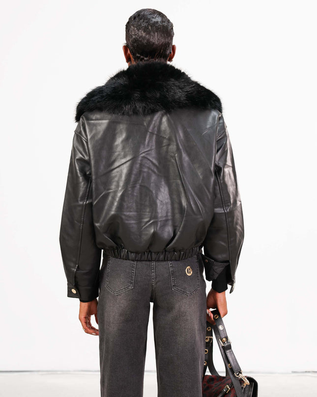 GIU1793 BOMBER ECOPELLE NERO