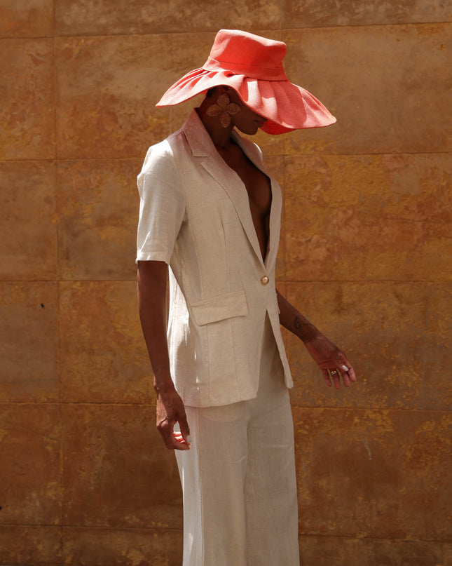 Completo giacca e pantalone in lino bianco