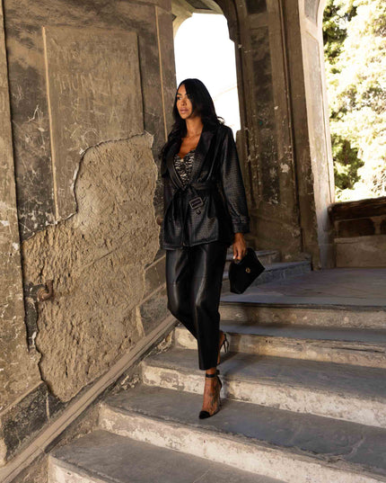 GIA1185 BLAZER ECOPELLE INTRECCIATO NERO
