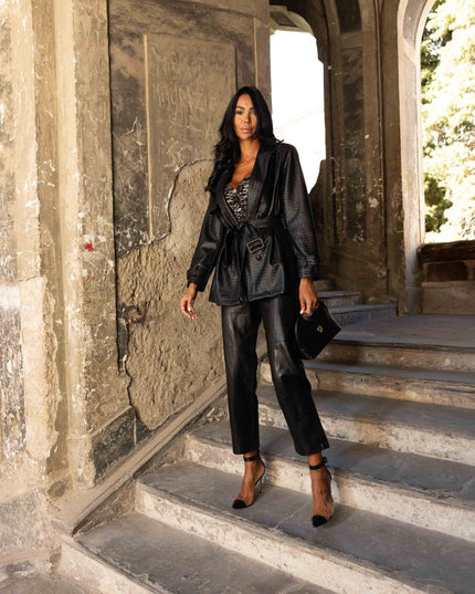 GIA1185 BLAZER ECOPELLE INTRECCIATO NERO