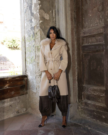 CAP0773 CAPPOTTO MONOPETTO TAUPE