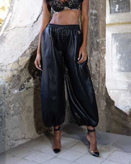 PAN5019 PANTALONE ECOPELLE NERO