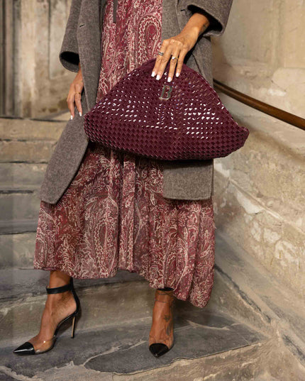 BO01905 BORSA CLUTCH INTRECCIATA BORDEAUX