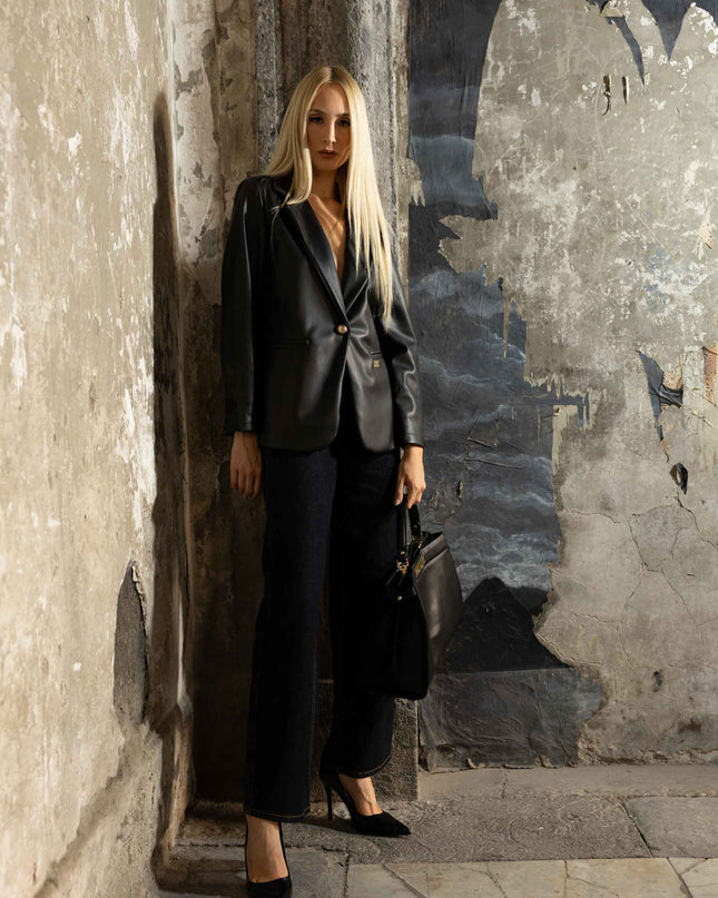 GIA1181 GIACCA ECOPELLE NERO